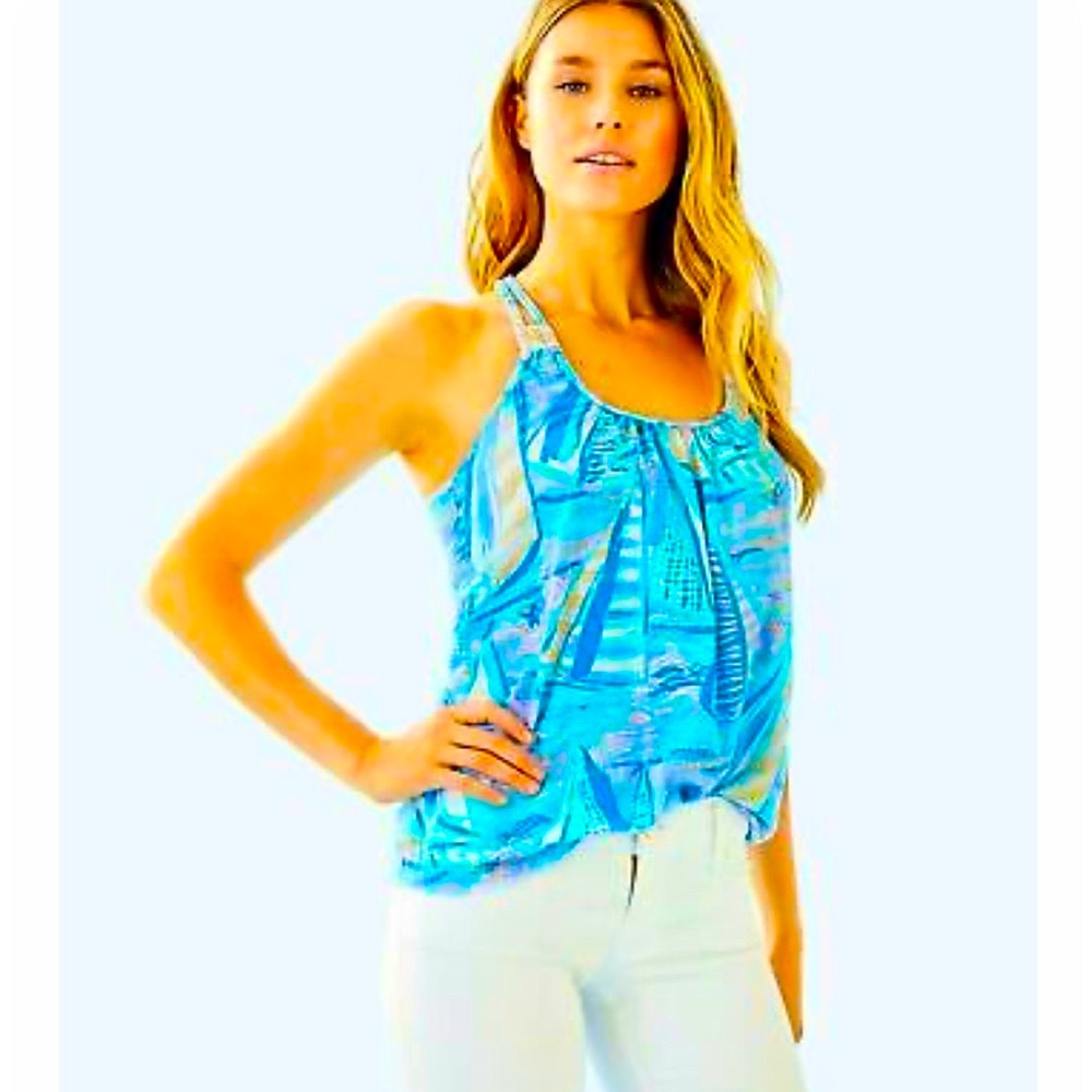 Lilly Pullitzer | "Aboat Time" Blue Boat Print Top